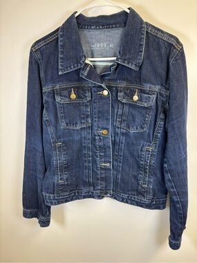 GAP 1969 JEANS DENIM JACKET
WOMEN XL  DENIM BLUE  COTTON RETRO PUNK GRUNGE